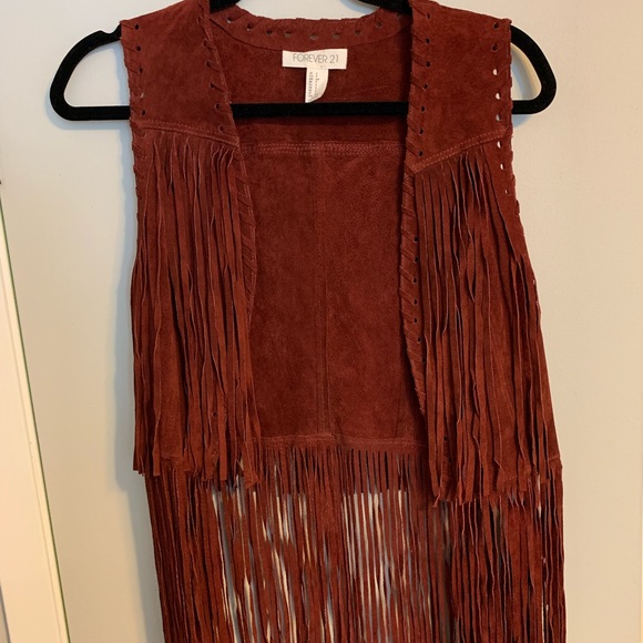 Forever 21 Real Pigskin Leather Red Vest